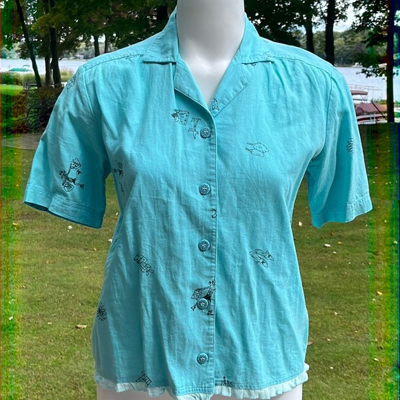 CA Sport vintage linen blend top S-M - Picture 1 of 10